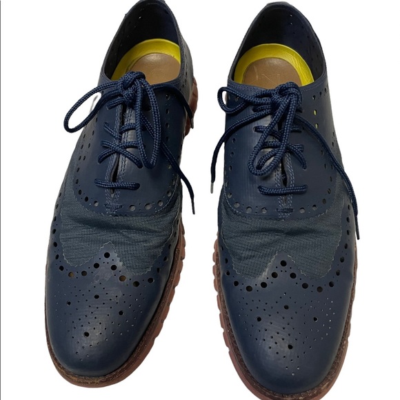 Cole Haan Zerogrand Wingtip Oxford Navy Blue Leather Lace Up Men 10.5 M - Picture 10 of 16